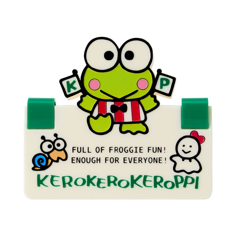 Close-up of the Keroppi design on the paper clip, showcasing its embossed details