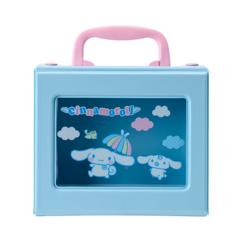 Cinnamoroll mini storage suitcase with snap closure and vintage design.