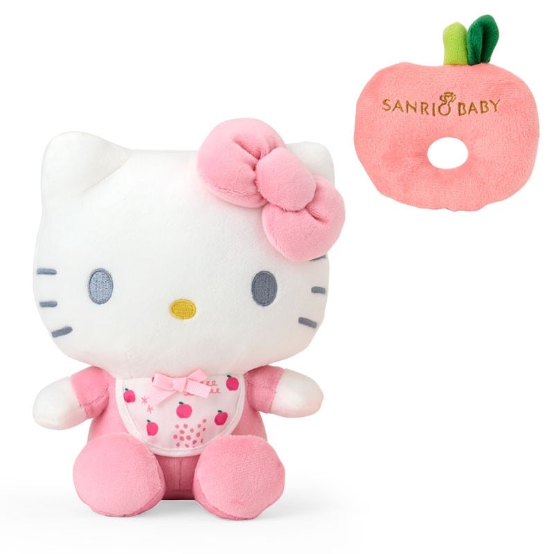 Hello Kitty plush toy with a matching rattle for baby's sensory development