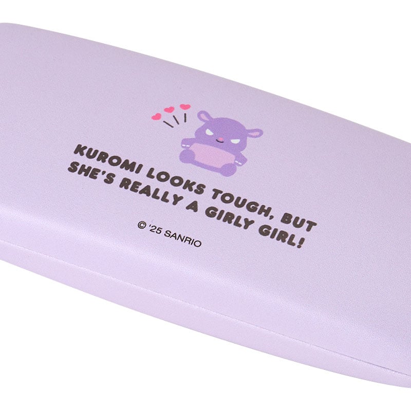 Close-up of the hard sunglass case featuring vibrant Sanrio character art.