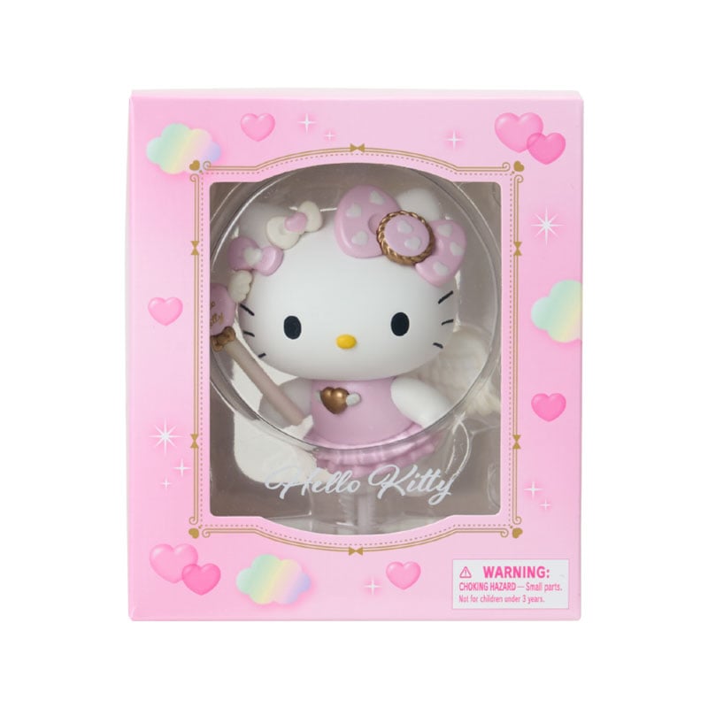 Angle shot of mini animal figurines featuring Hello Kitty and friends