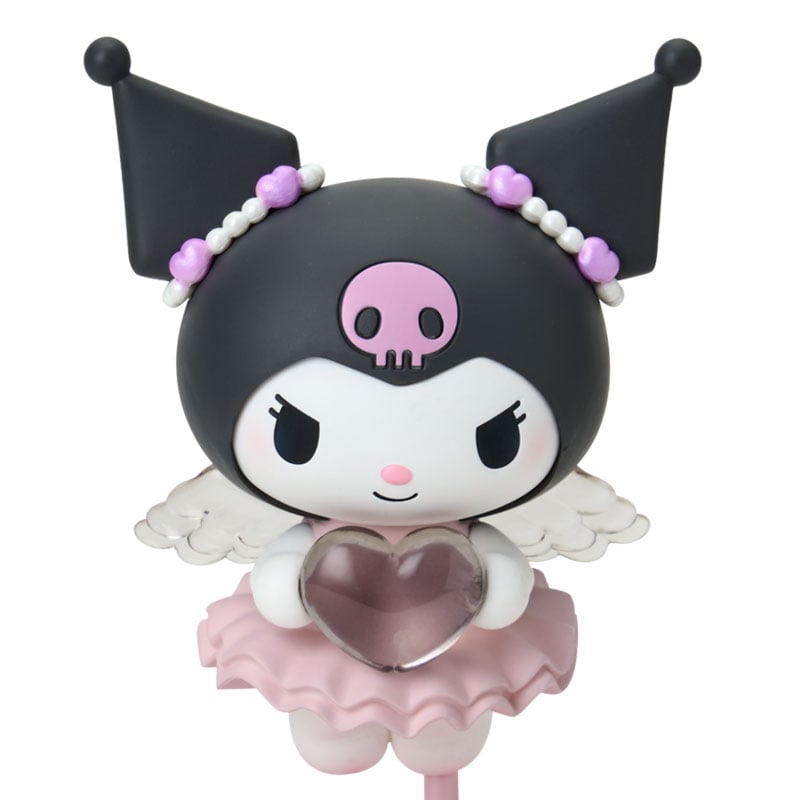 Kuromi Dreaming Angel figurine on a desk beside a laptop