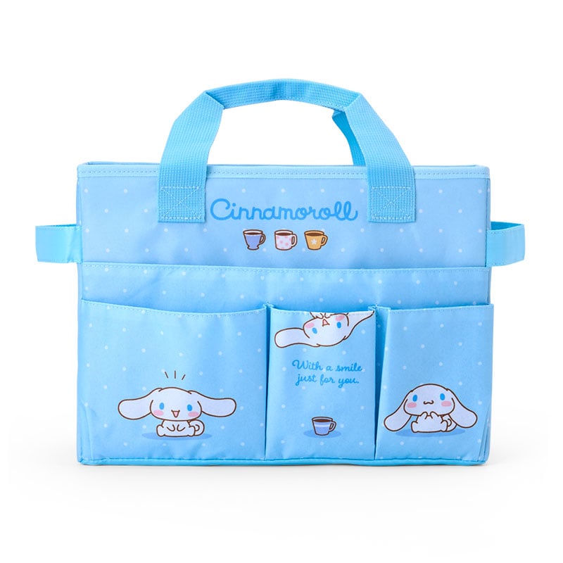 Cinnamoroll desk organizer on a wooden table with office supplies