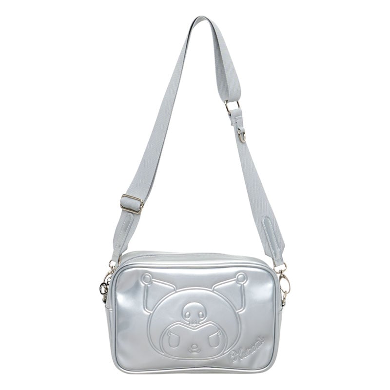 Front view of the crossbody bag showcasing silver houndstooth and embroidered accents.