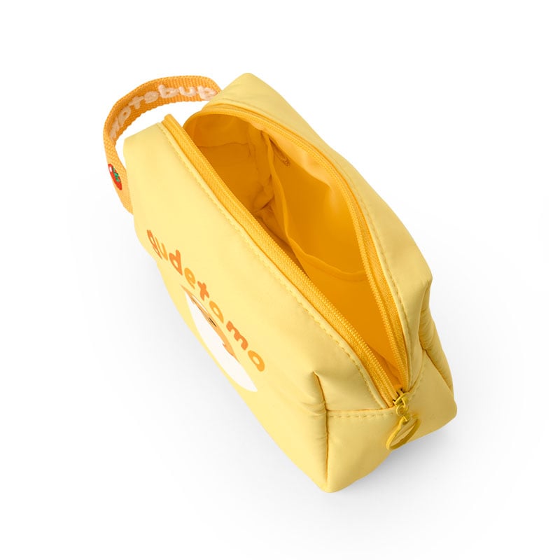 Gudetama pouch being used as a coin purse with Sanrio characters in the background