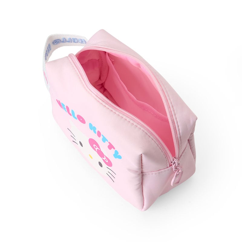 Interior pocket and lining of Sanrio character pouch in pastel colors