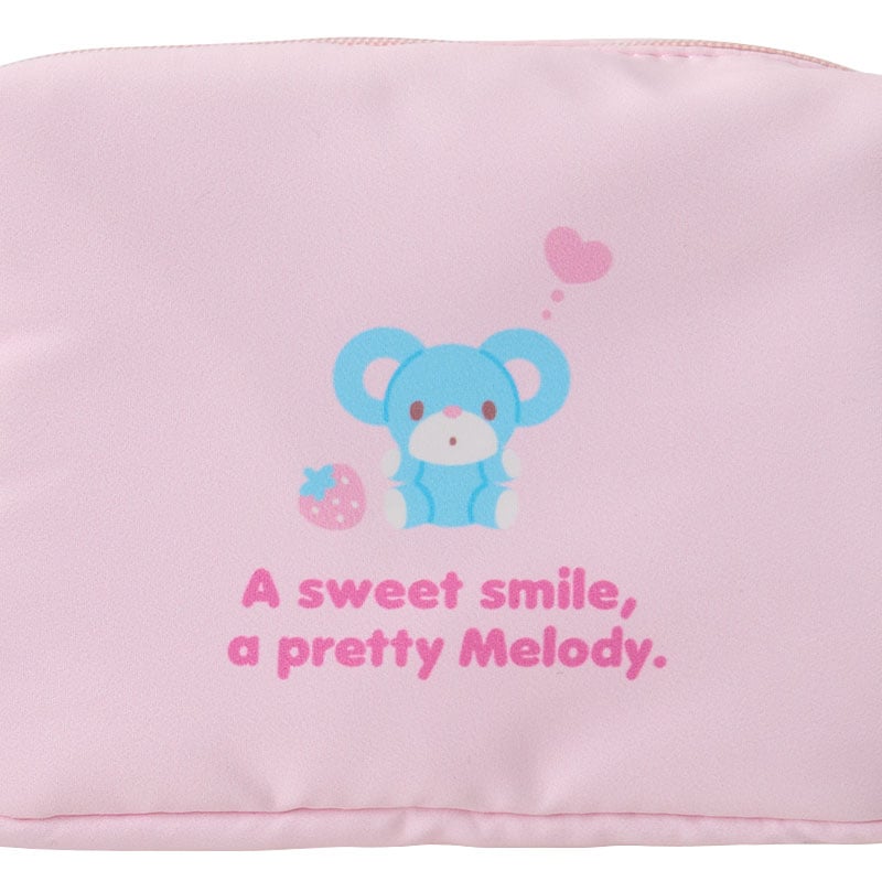 My Melody mini pouch with heart-shaped zipper pull, open to show internal pocket