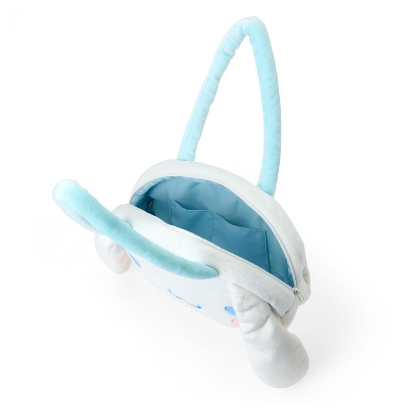 Cinnamoroll canvas tote bag with double zipper closure and interior slip pockets