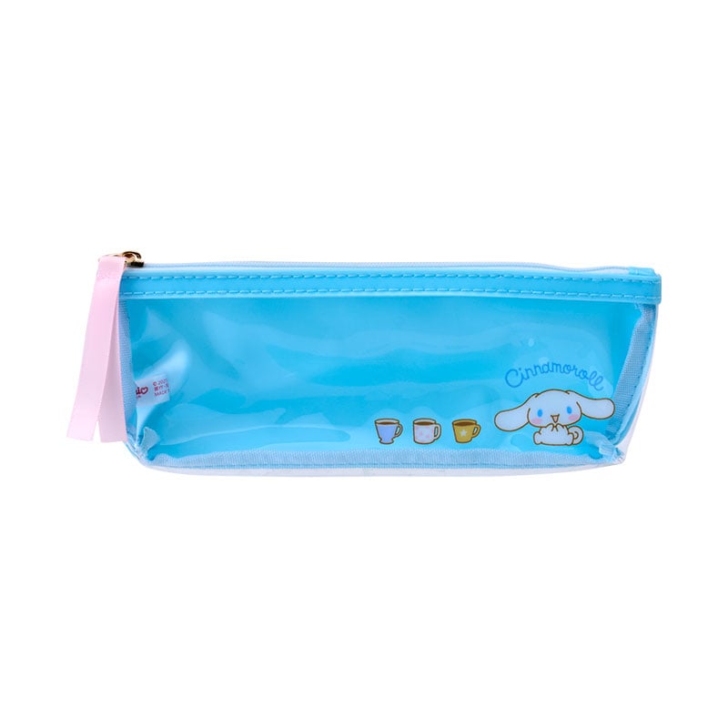 Cinnamoroll slim pencil case placed next to stationery set on student desk