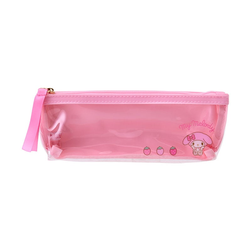 My Melody slim pencil case open on a desk with pens visible