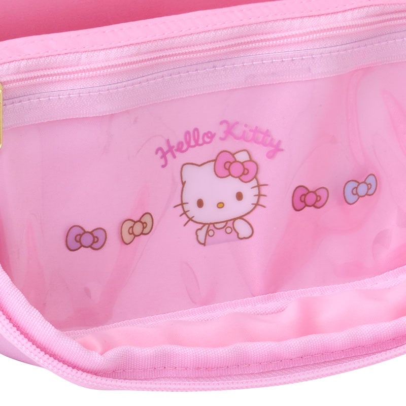 Hello Kitty pencil case pouch open, showing compartments
