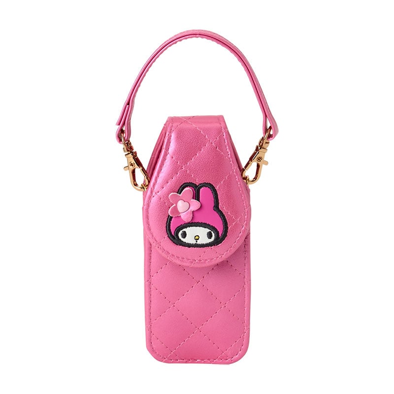 My Melody mini lip gloss holder with pearlized finish and quilted design.