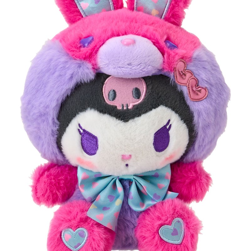 8" Kuromi plush doll with colorful accents and hand-painted cheeks