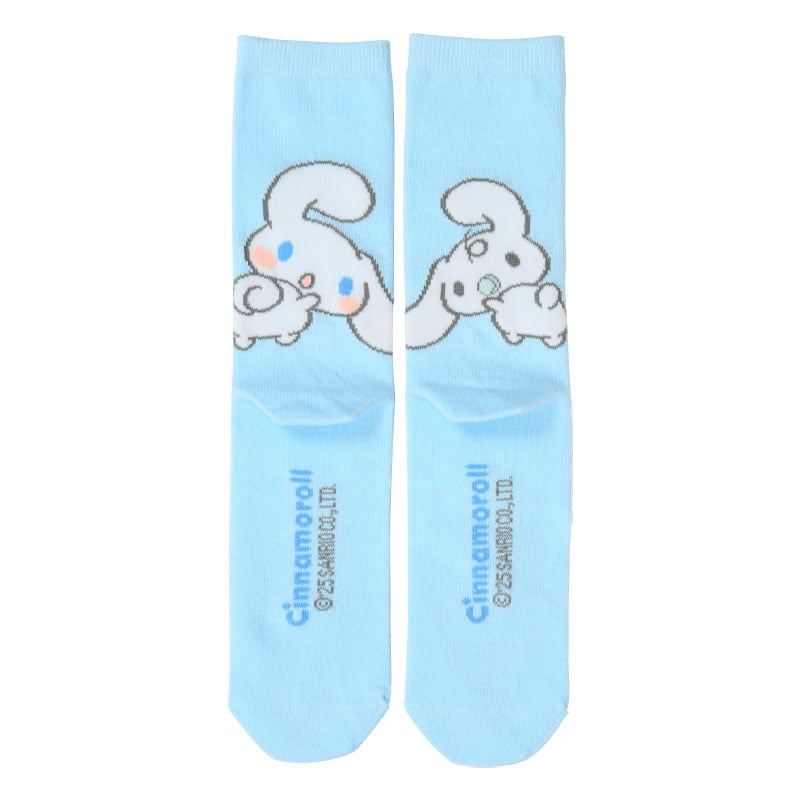 Model wearing Sanrio character socks with sneakers in NYC street style