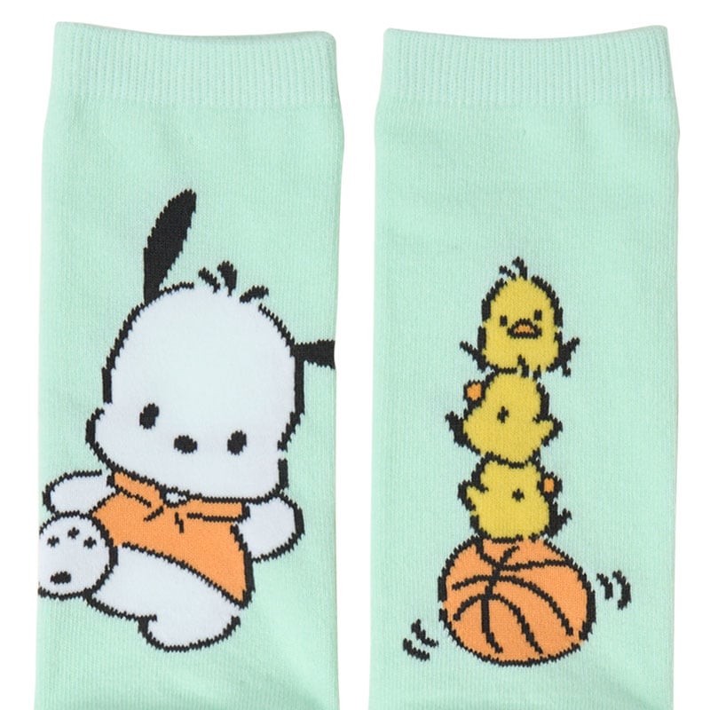 Casual outfit featuring cute crew socks with Pochacco theme for women