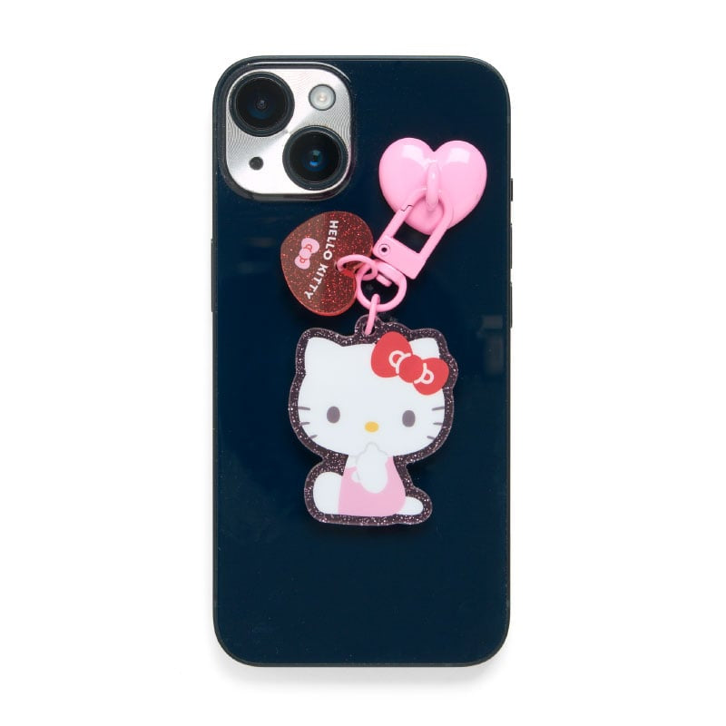 Kuromi phone charm clipped to a bag, illustrating versatility and style.