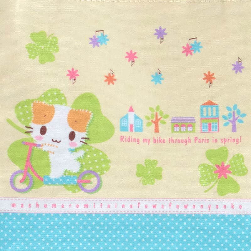 Front view of the Masyumaro mini tote bag with cat characters.