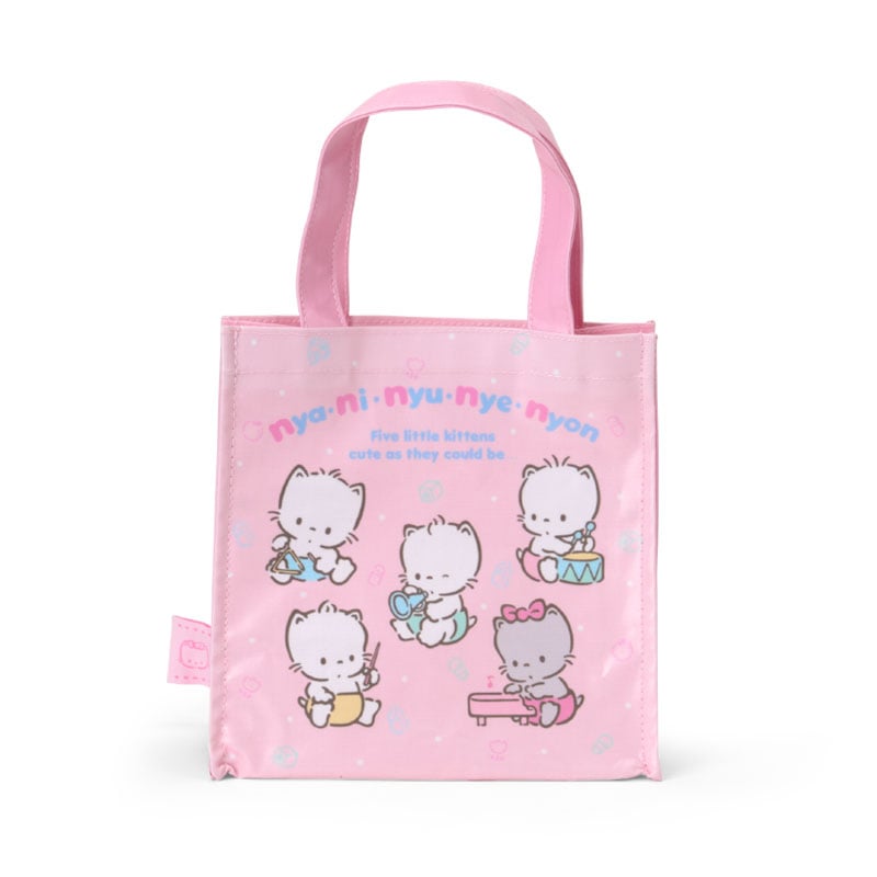 Front view of the Sanrio Cat tote bag with all-over cat character design