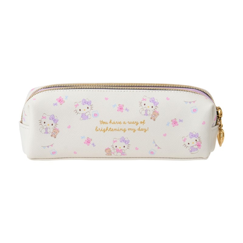 Open compartments of the pencil pouch with stationery neatly organized inside