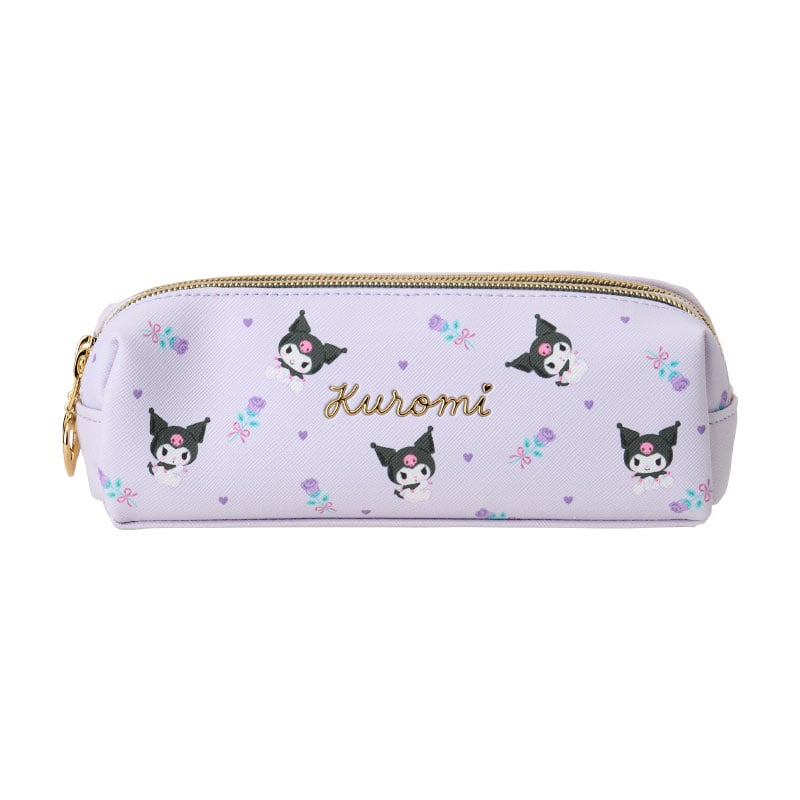 Front view of the Kuromi pencil case with colorful design.