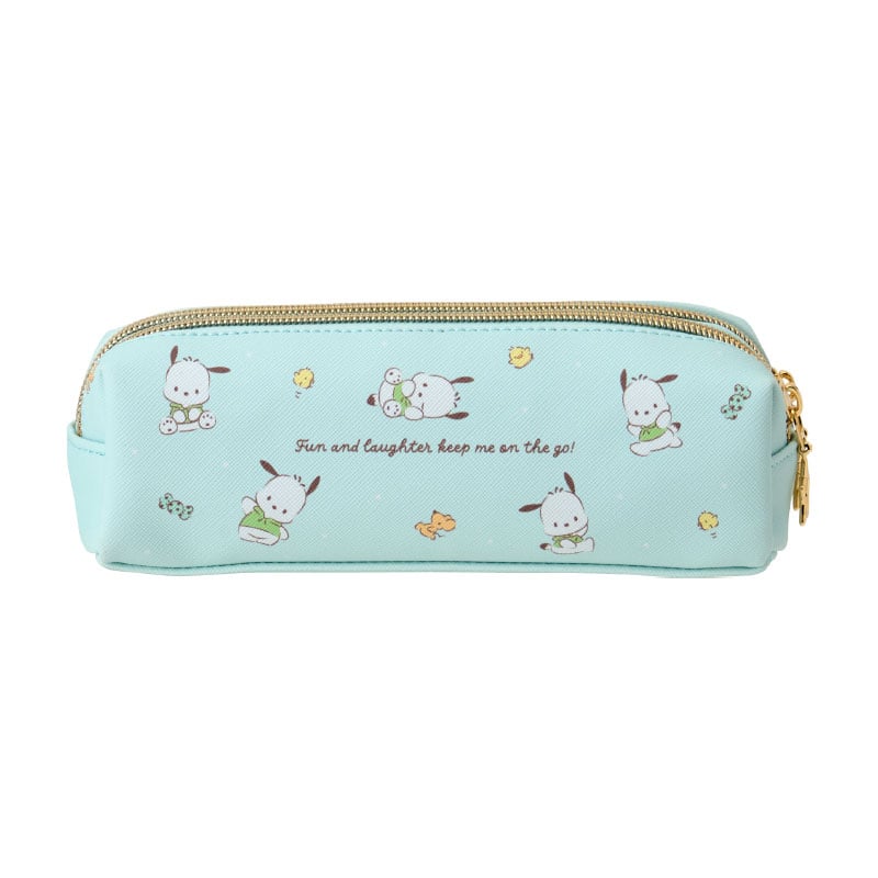Open view of the dual compartment pencil case displaying organized stationery.