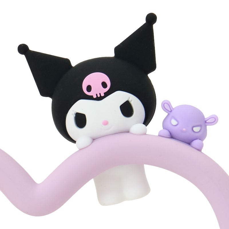 Close-up of the Kuromi charm on the wrist key ring strap
