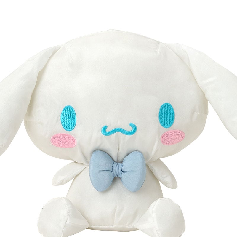 Cinnamoroll plush toy back view, highlighting its unique swishy fabric and retro parachute-inspired design.