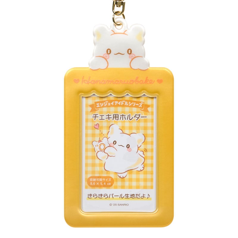 Close-up of Sanrio keychain with photo holder and character details