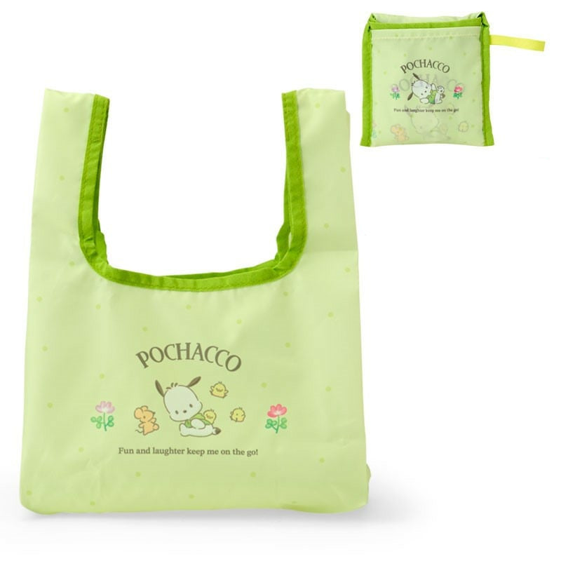Front view of Pochacco lunch tote featuring playful character print