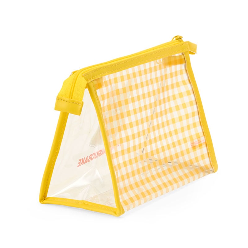 Triangular-shaped zipper pouch with a durable O-ring zipper; great for school supplies.