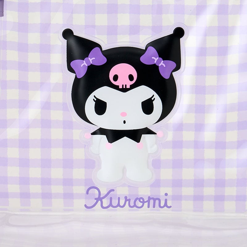Inside view of the kuromi pencil pouch with organized stationery.