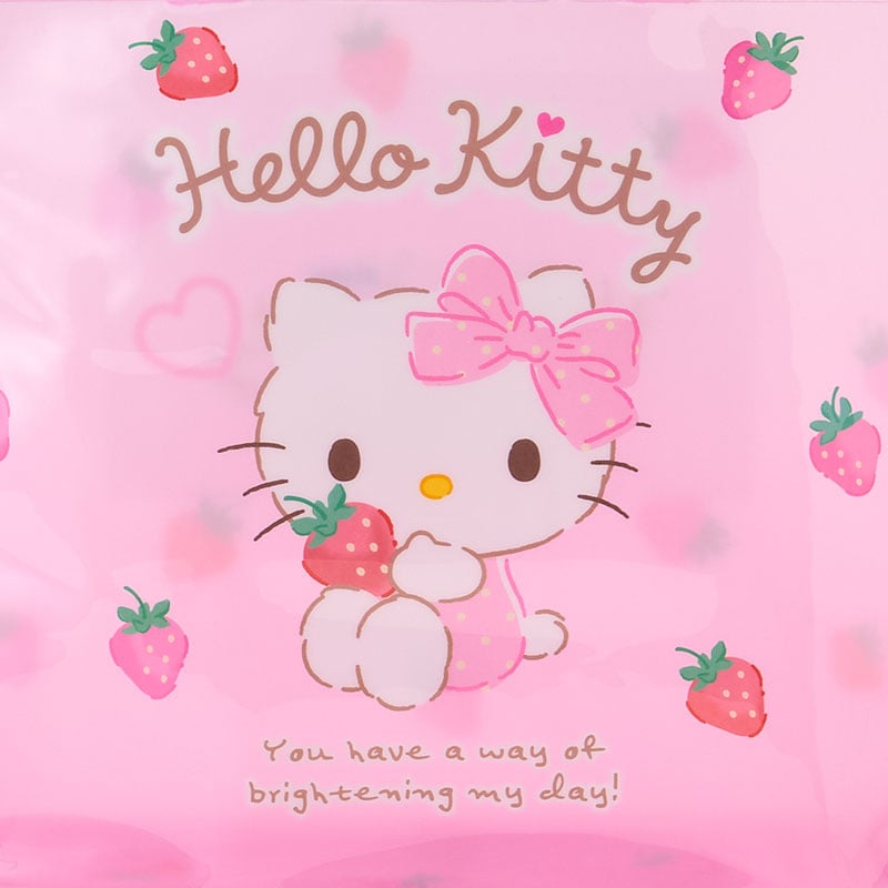 Close-up of the internal pocket in the Hello Kitty clear vinyl tote bag.