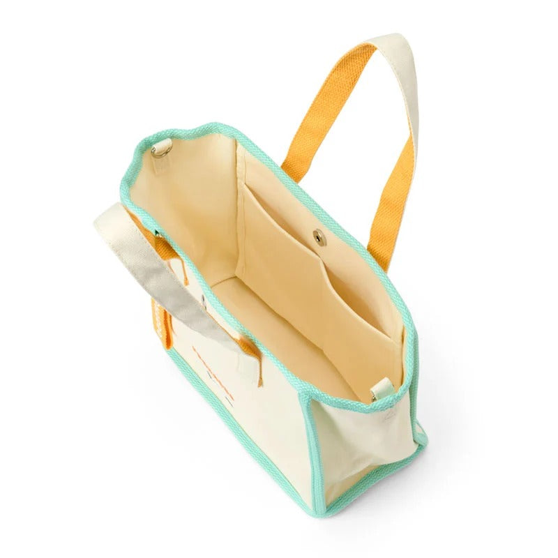 Sanrio tote bag with two internal pockets, open view