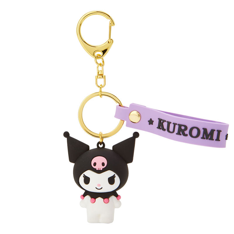 Close-up of the Kuromi character keyring showcasing her cute design.