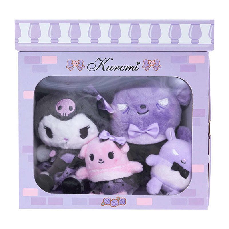 Kuromi plush doll with embroidered details and colorful outfit