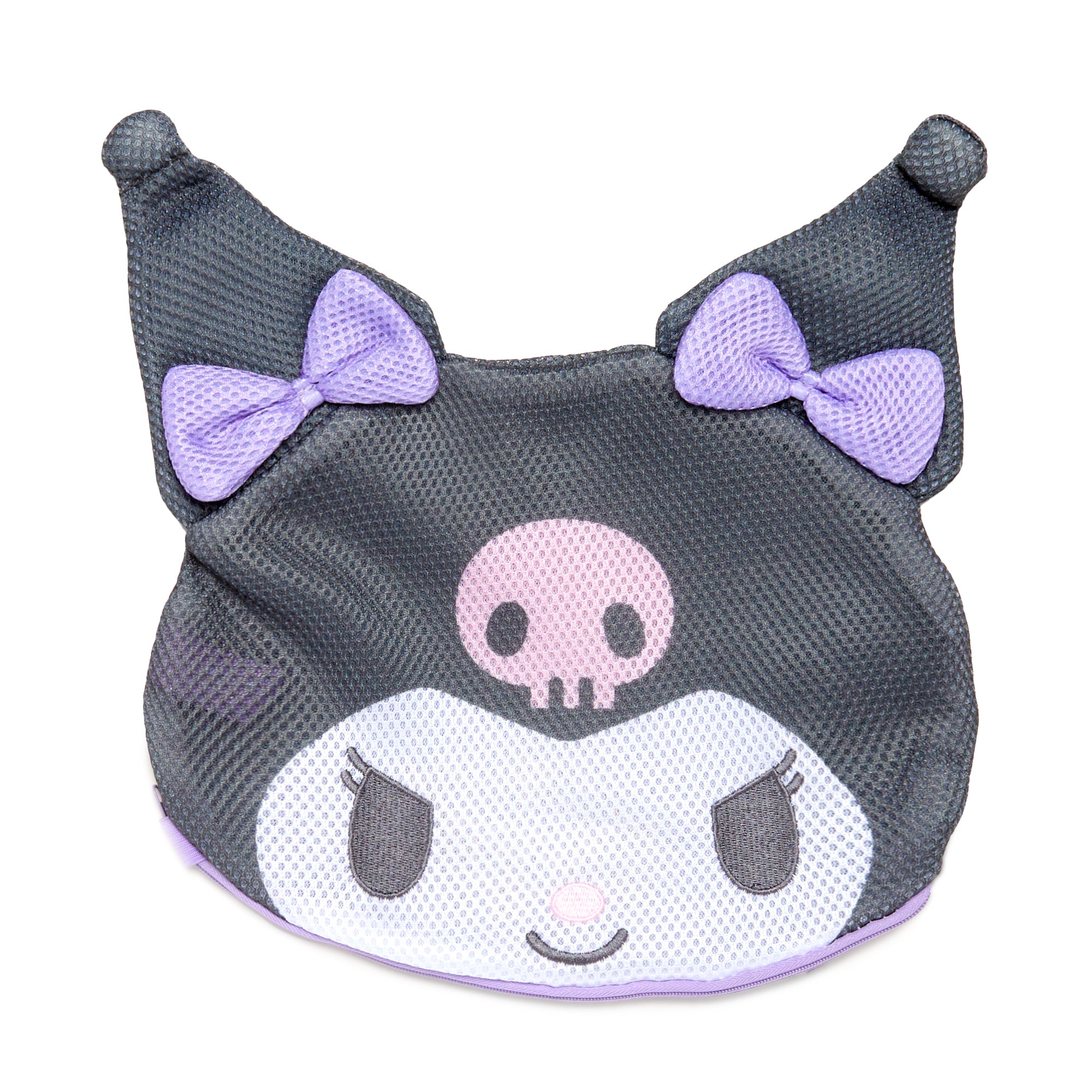 Kuromi laundry bag shown holding delicate bras and lingerie