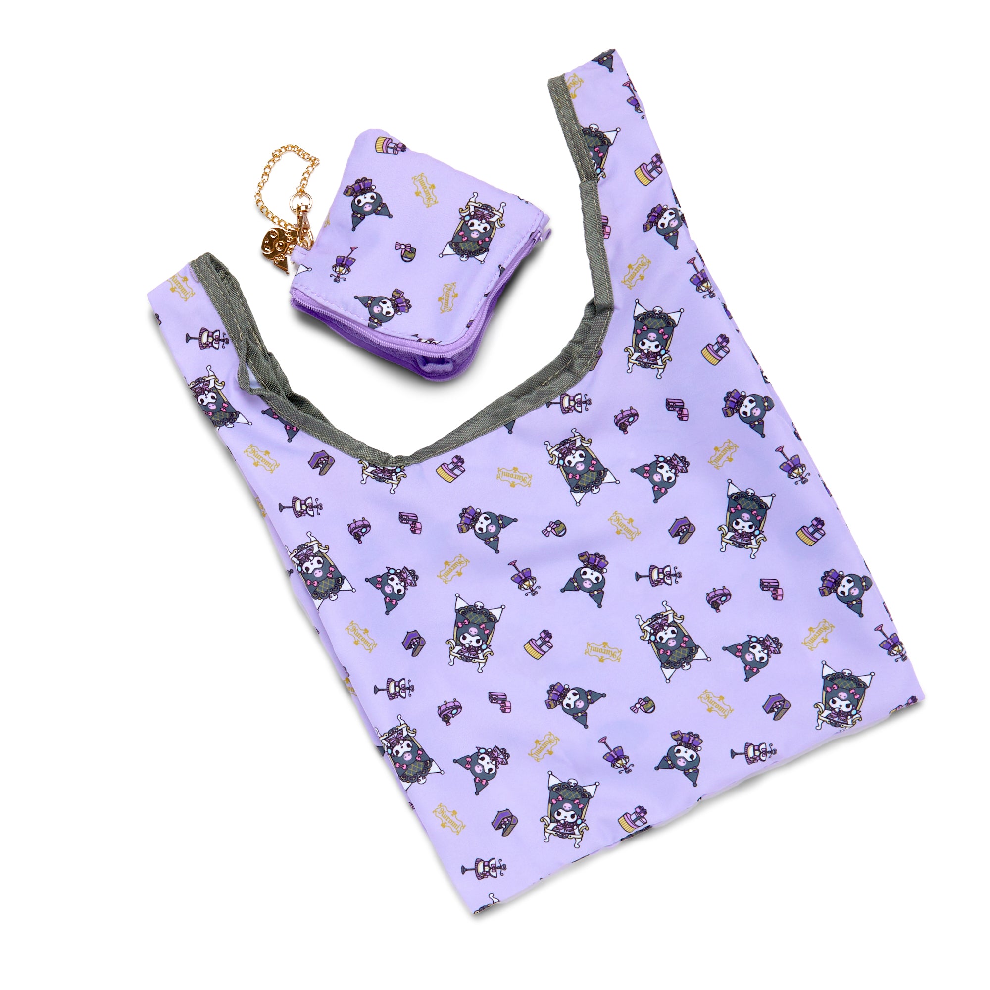 Front view of Kuromi tote bag with Royal Princess artwork for grocery trips