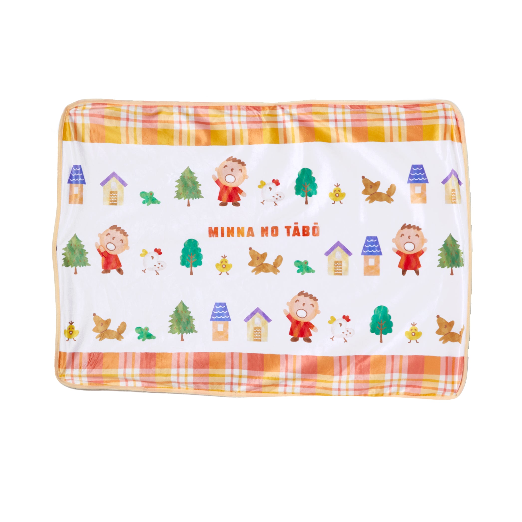 Cozy Orange Plaid Lap Blanket on a desk, ideal for keeping warm during work hours
