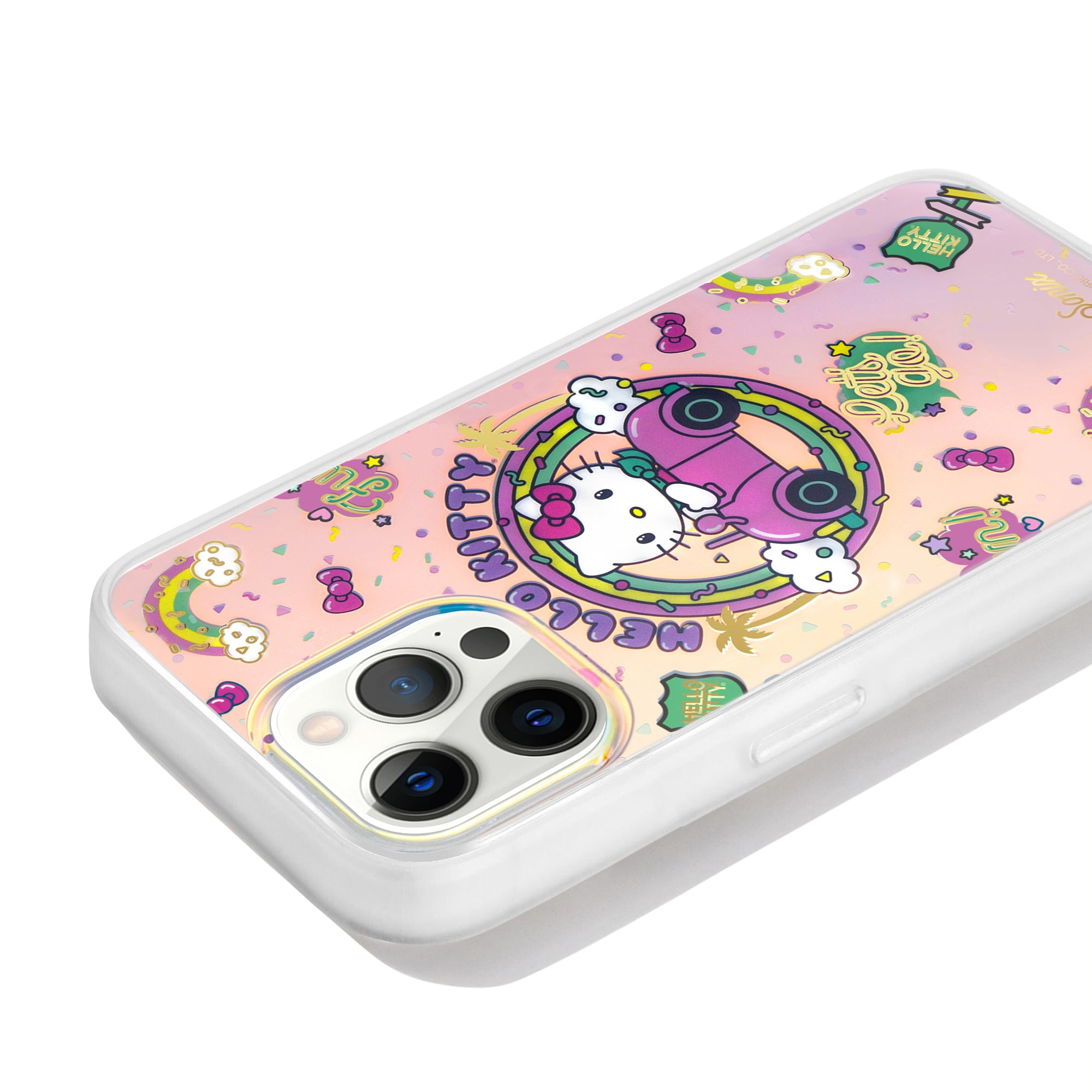 Side view of Hello Kitty case highlighting impact-resistant corners.