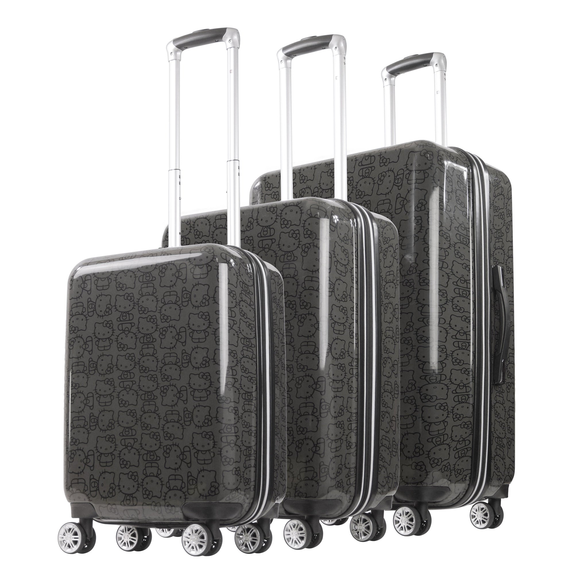 Hello Kitty all-over print hard shell luggage set with spinner wheels