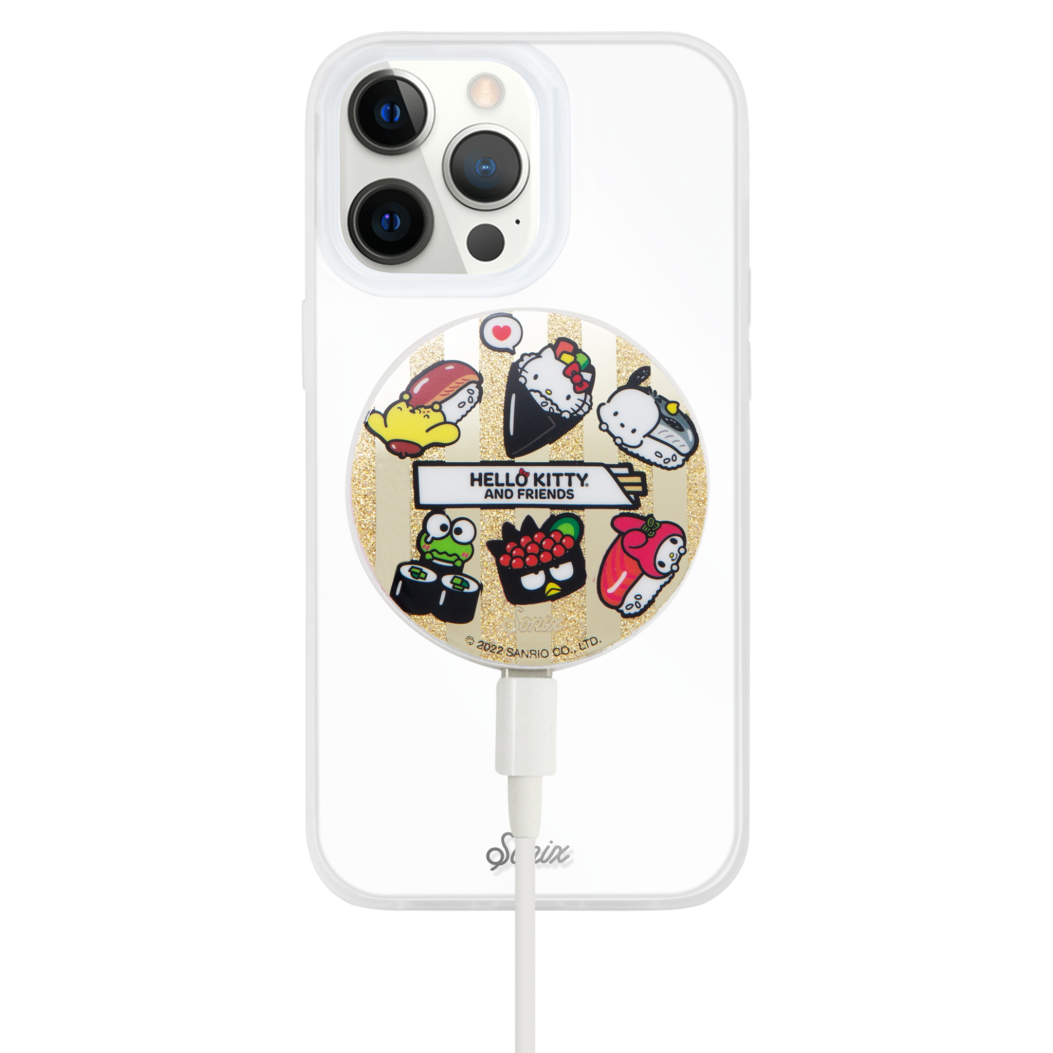 Hello Kitty magnetic wireless charger with sushi design on a modern desk setup