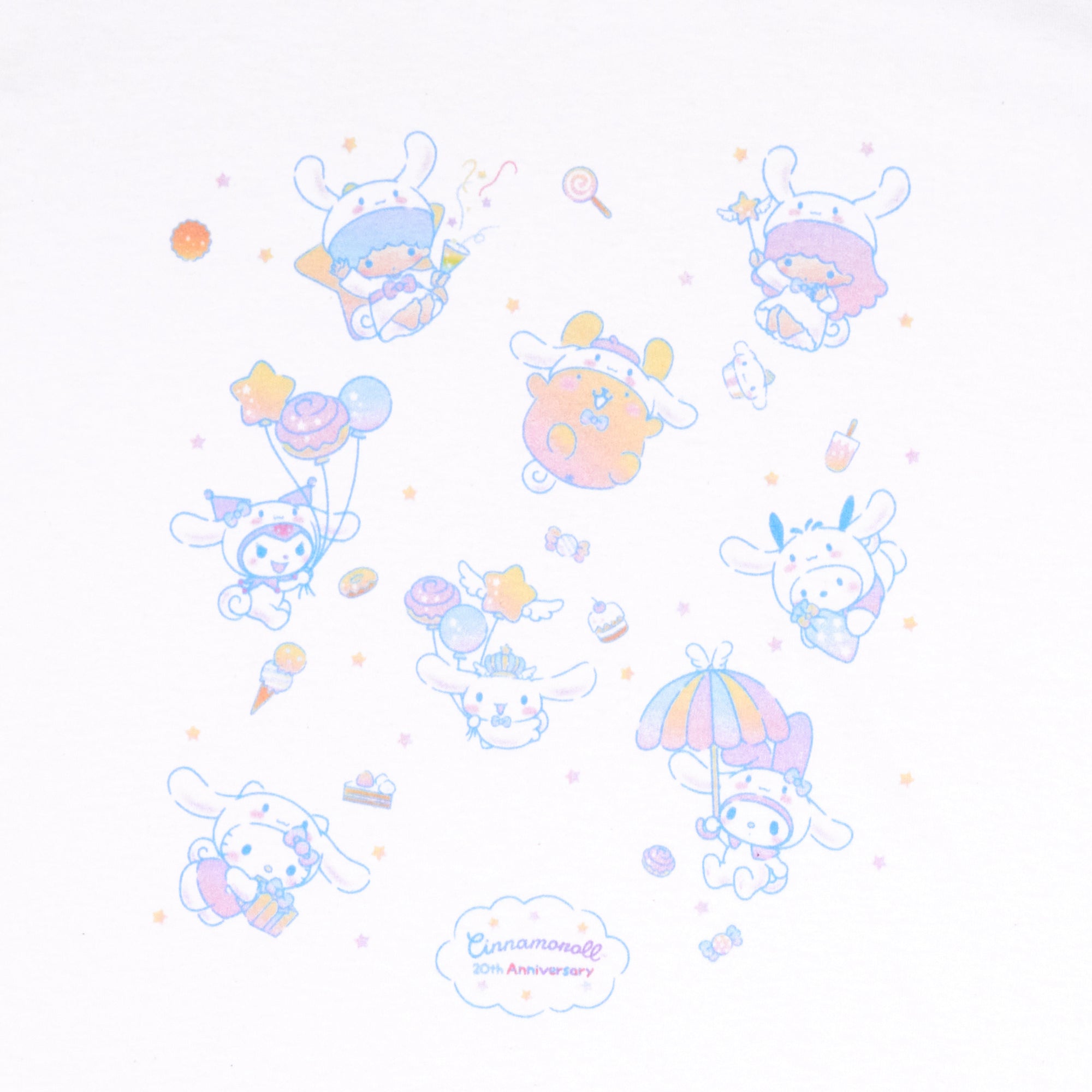 Back view showcasing the boxy fit of the Cinnamoroll celebration tee.