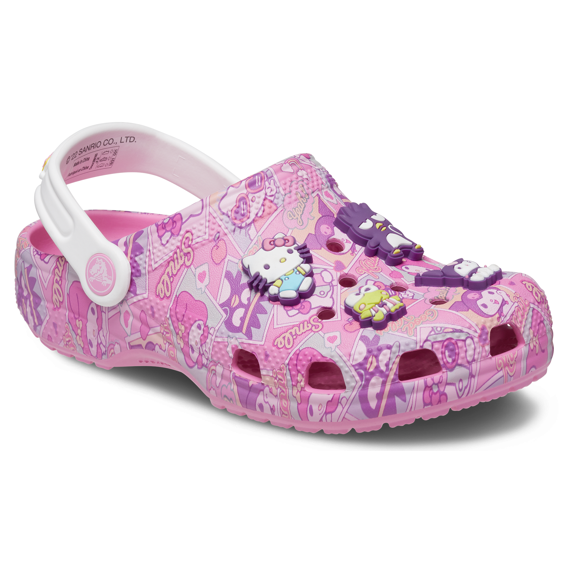 Hello Kitty Crocs clogs with Jibbitz charms for stylish comfort.