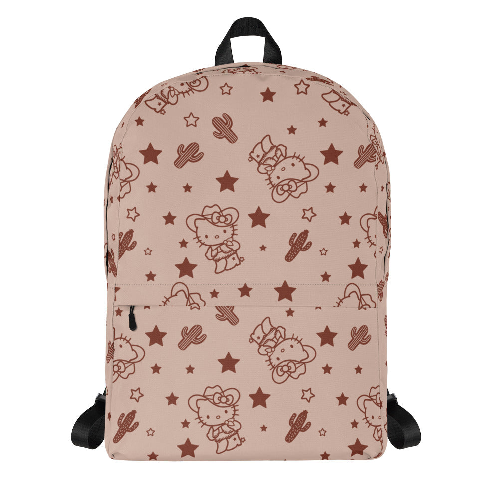 Front view of Hello Kitty Jansport backpack with western tan print