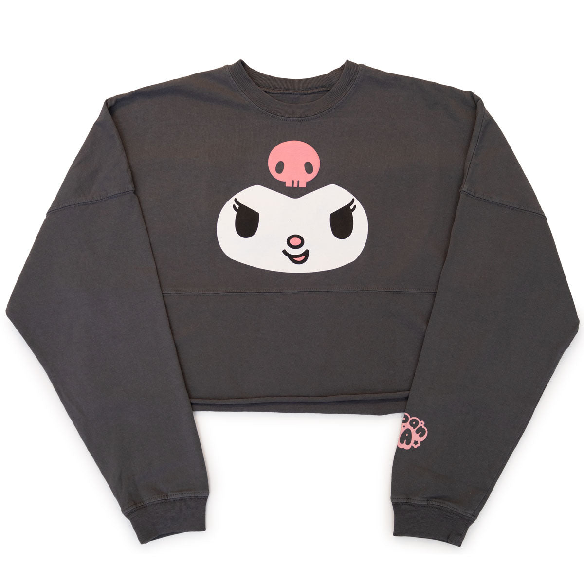 Kuromi JapanLA Cropped Spirit Jersey front view, showcasing Kuromi's face and skull design