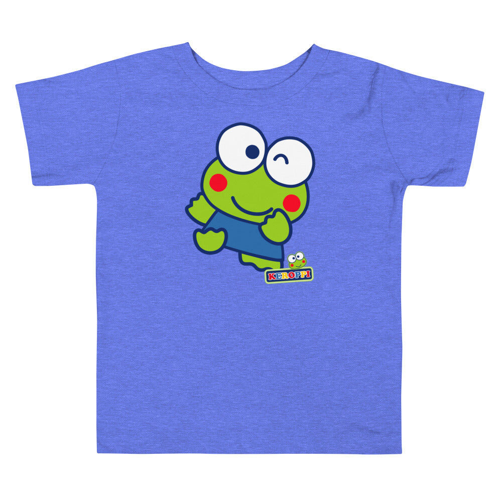 Toddler Keroppi primary t-shirt - front view in blue