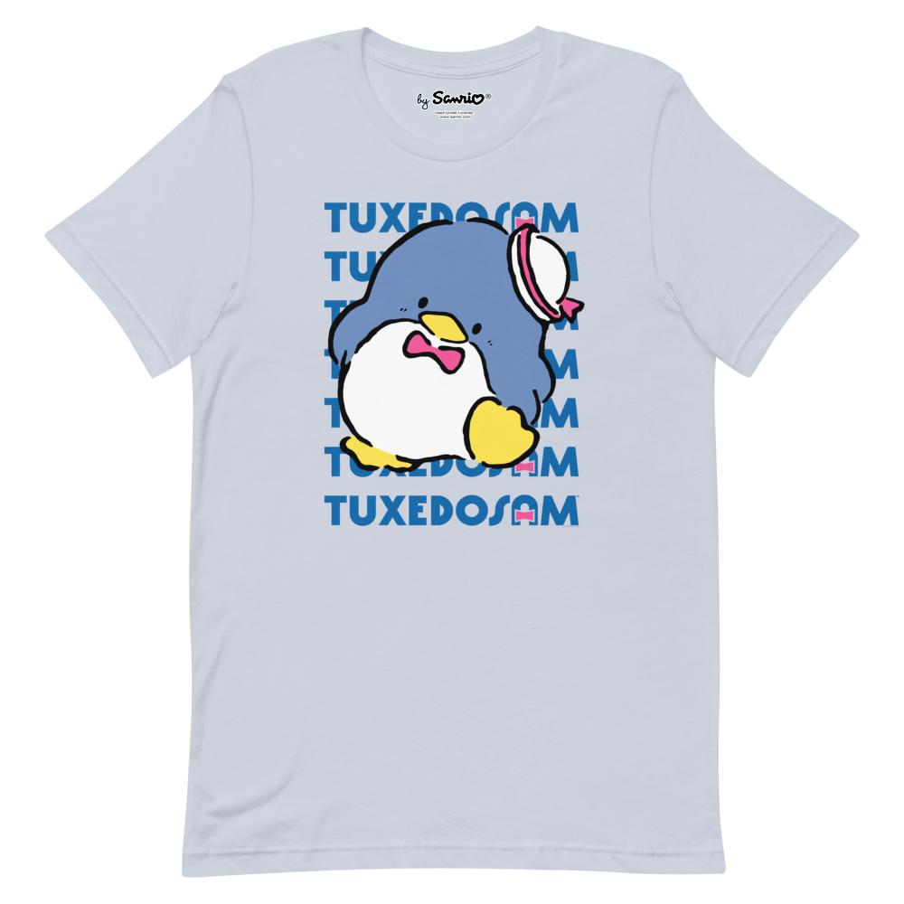 Front view of the light blue oversized cotton t-shirt on a model.