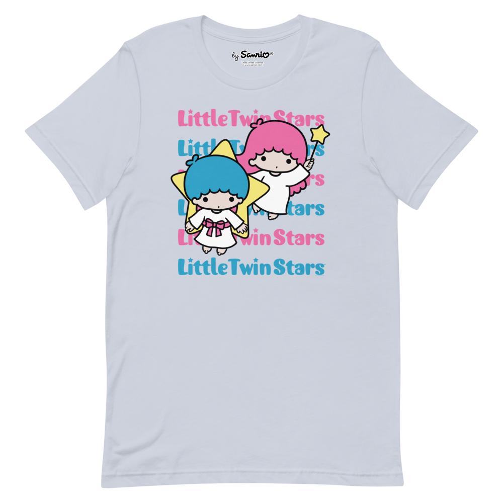 Close-up of Little Twin Stars cotton t-shirt showing embroidered details