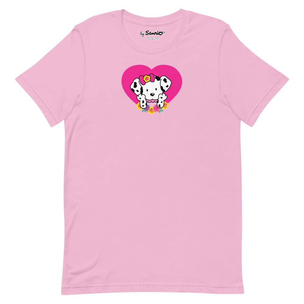 Front view of vintage t shirt with pink pink heart design, perfect for casual outings