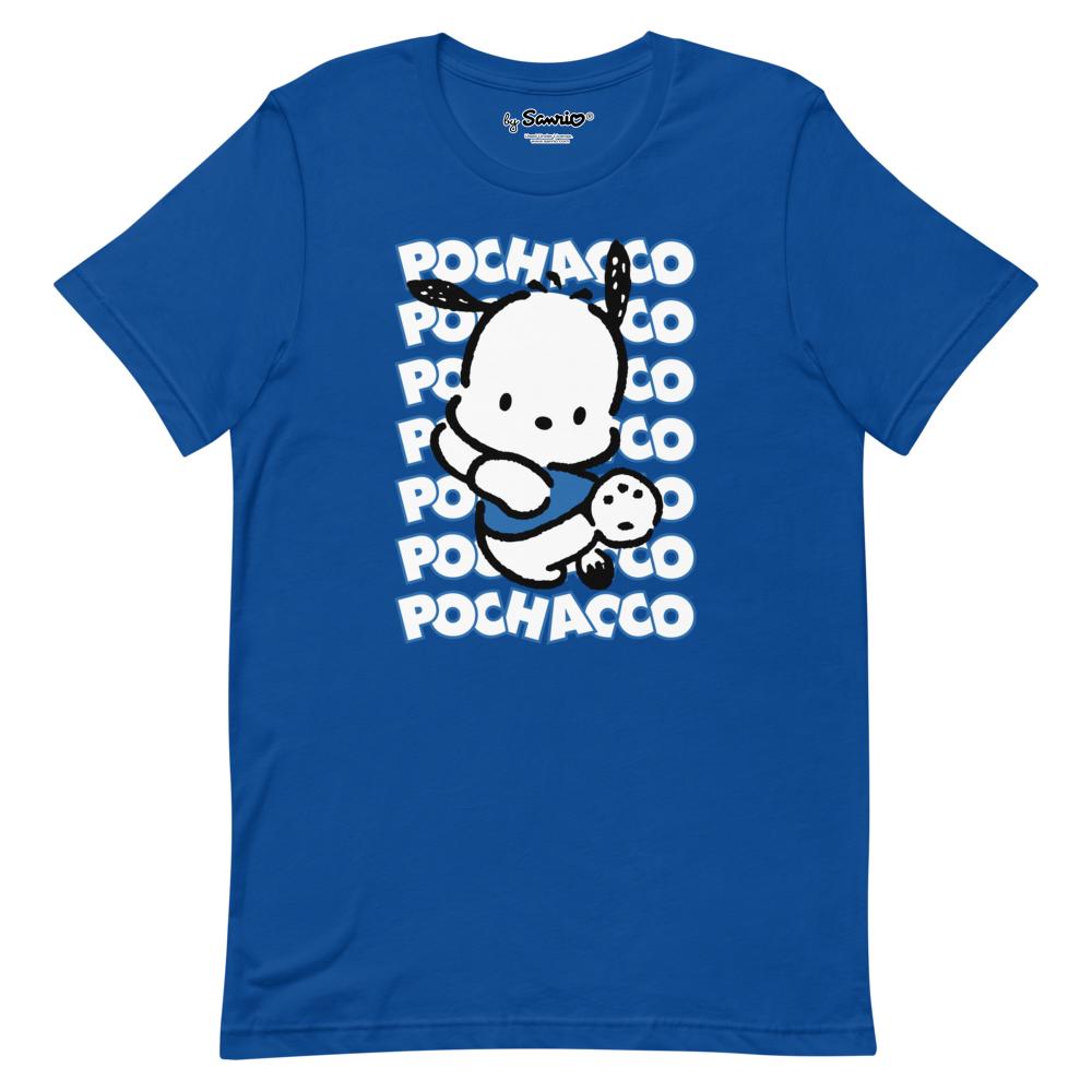 Pochacco anime t-shirt in blue, front view